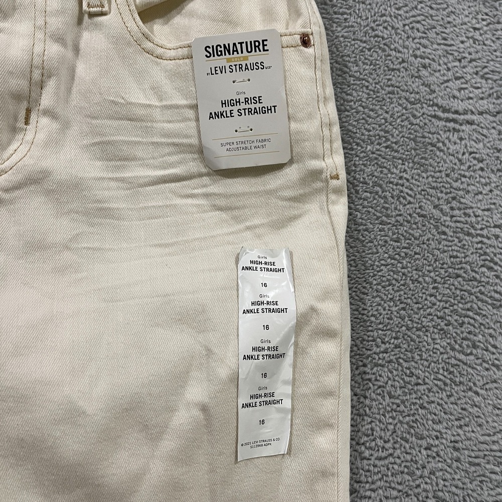 Signature by Levi Strauss Girls 16 Jeans High Rise Ankle Straight Distressed Y2K - Picture 6 of 12